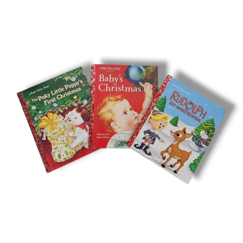 Christmas Little Golden Book Lot Rudolph Red Nosed Reindeer Poky Little Puppy